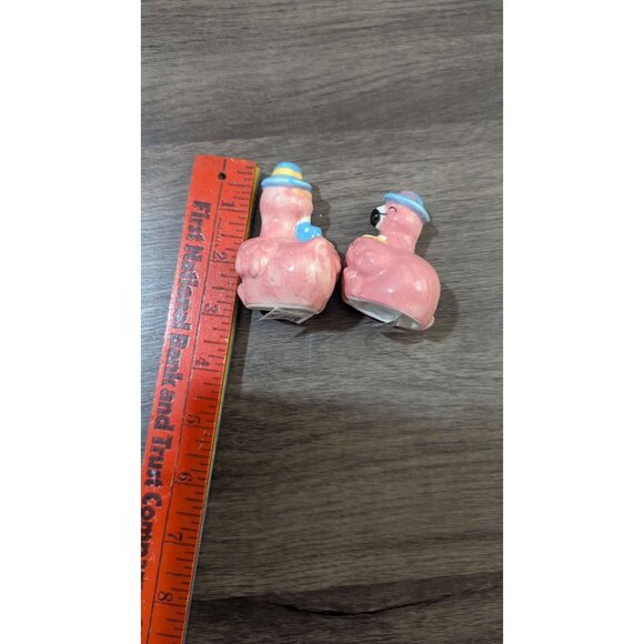Pink Flamingo Salt & Pepper Shaker Set  Hats Cute Décor Ceramic 3" Tall beach ne - Picture 6 of 6
